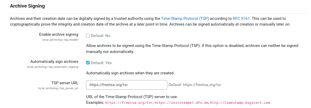Configuration - TSP Settings