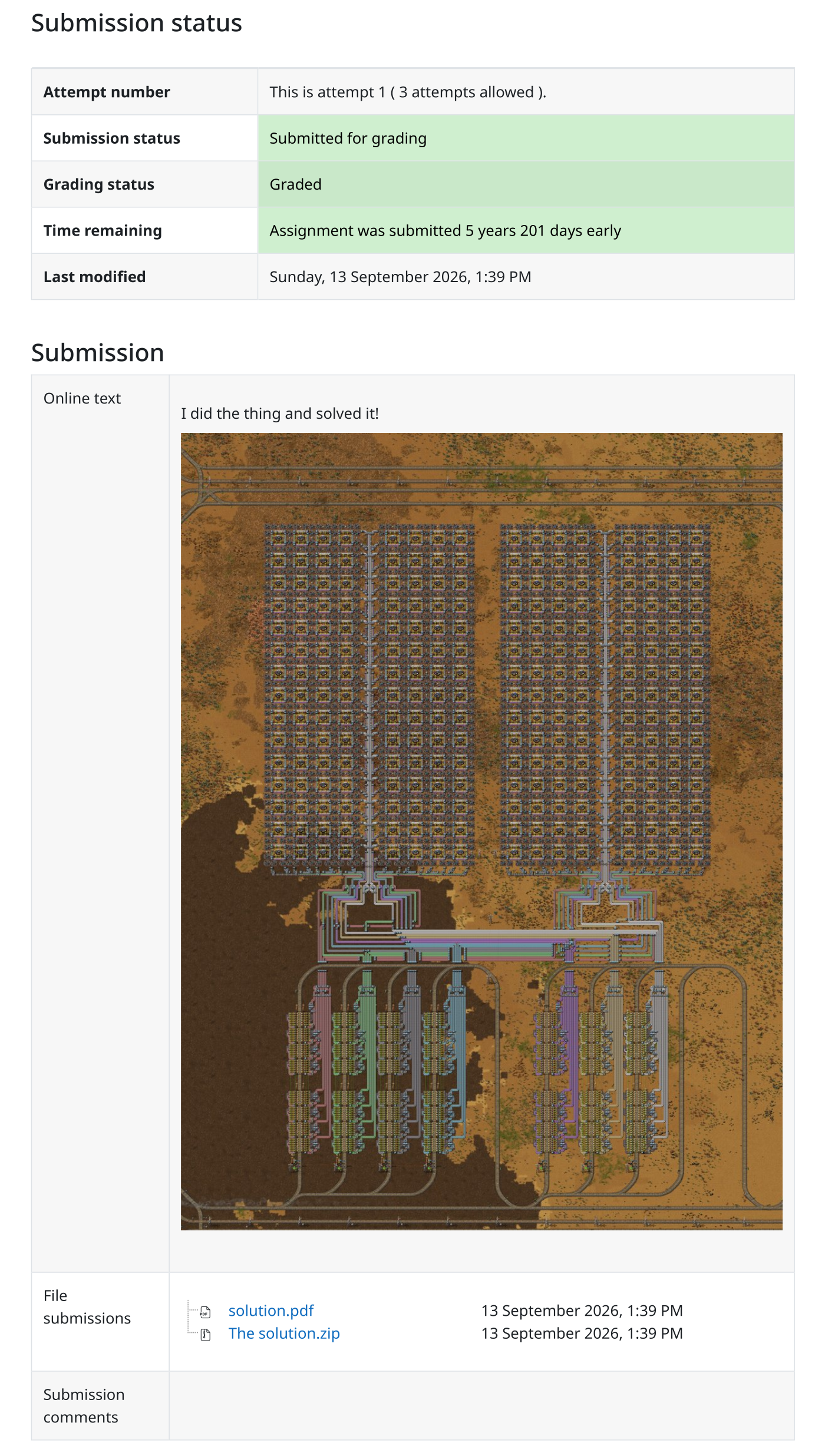 Screenshot: Submission details
