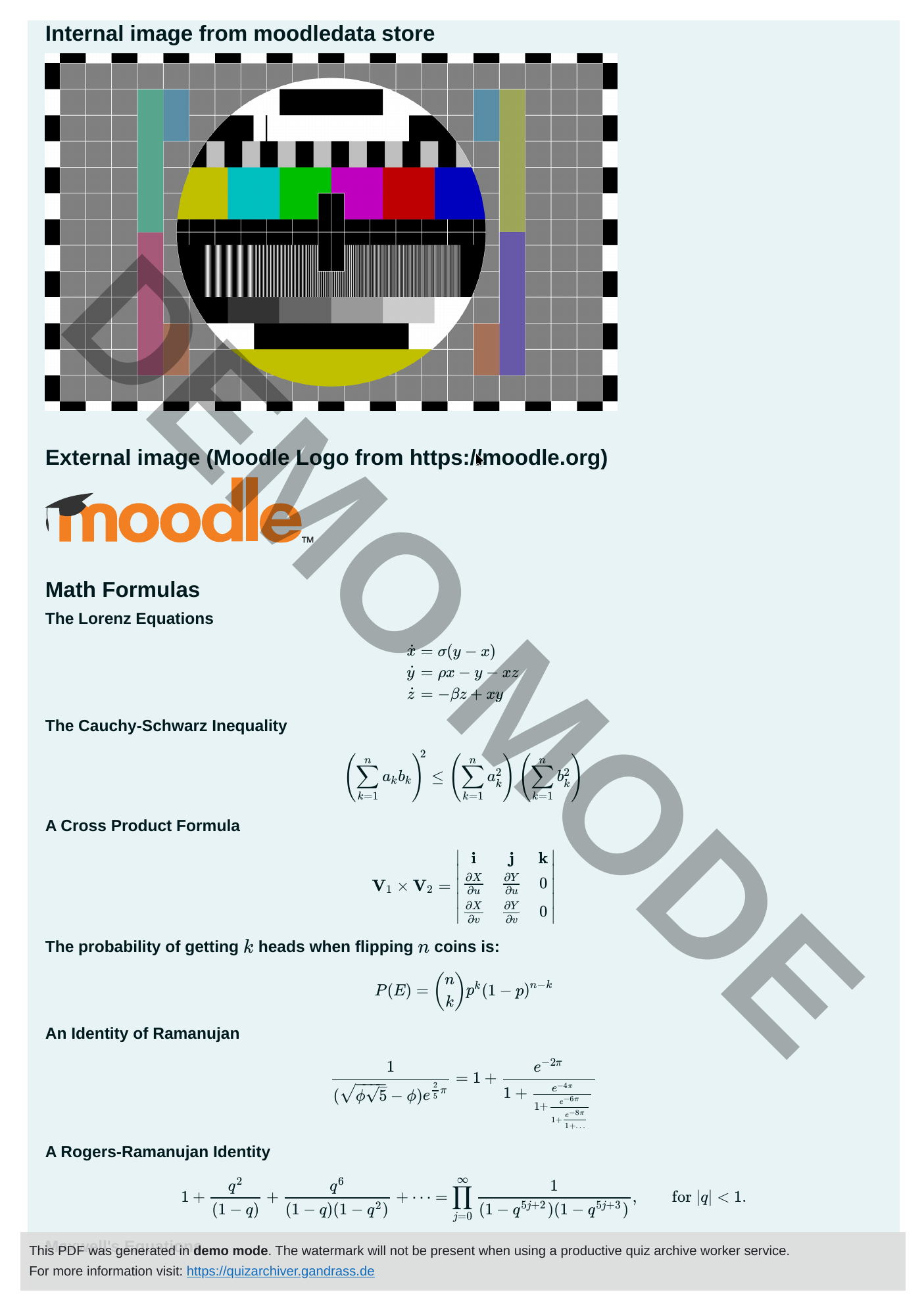 Screenshot: Demo mode watermark in attempt PDF