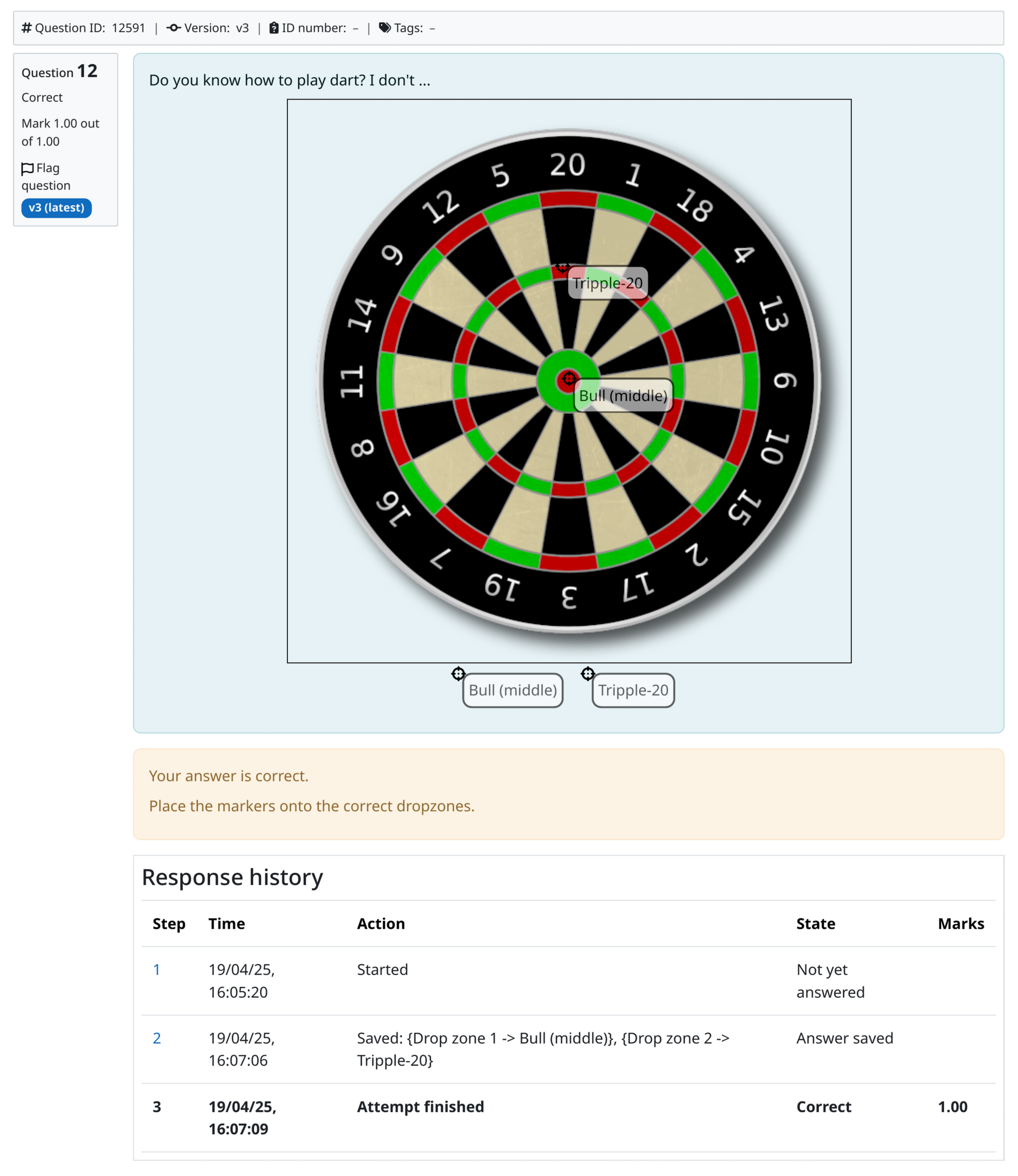 Screenshot: Drag-and-drop question