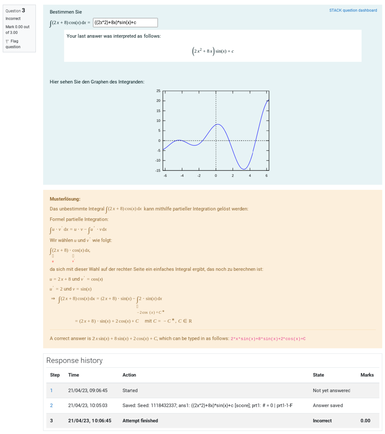 Image of example of PDF report (extract): Question 1