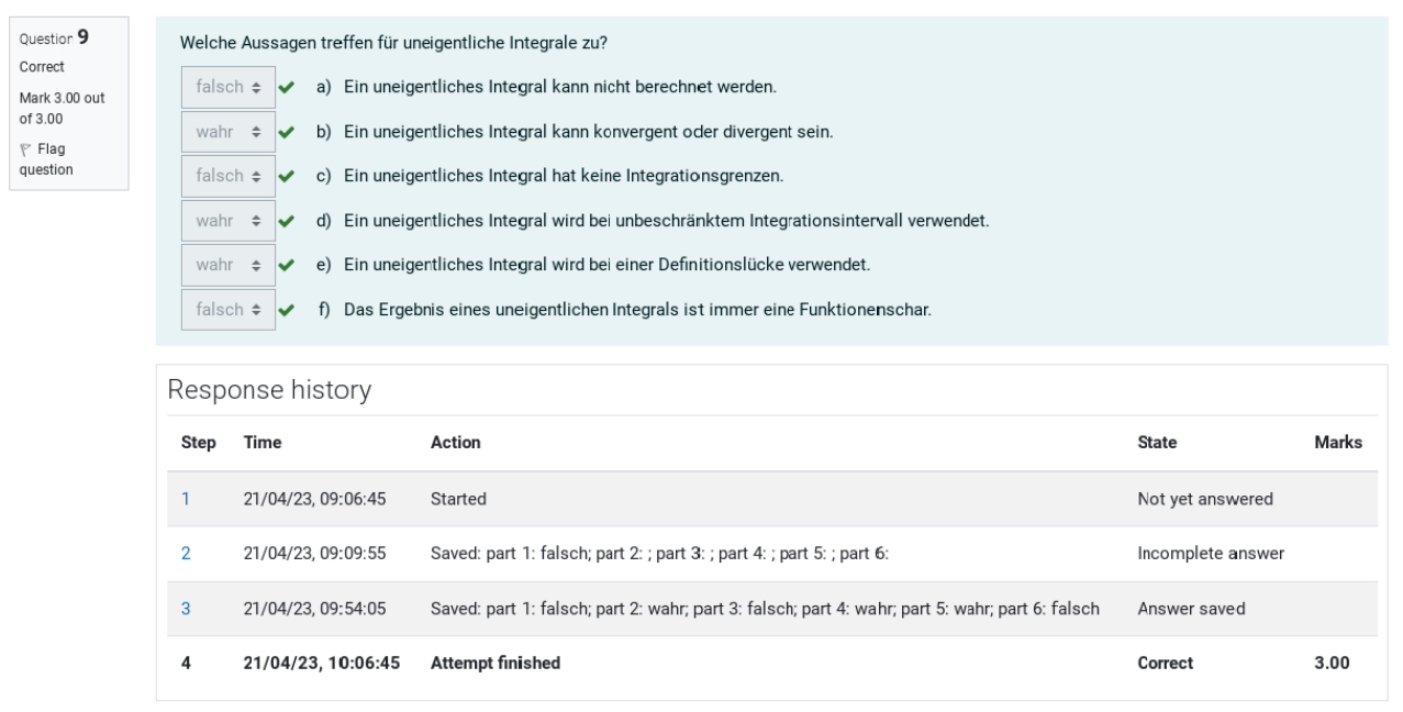 Image of example of PDF report (extract): Question 3